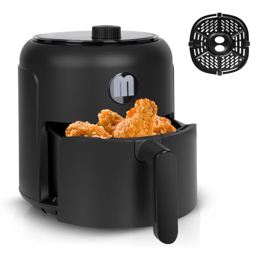 MIRASTON 2.8QT Mini Air Fryer, Dial Control Time, Nonstick Basket Dishwasher Safe, Fast Cooking, Reheat Leftover, Small Air Fryers for 1-2 People, Suitable for Dorm Apartment