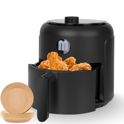 MIRASTON 2.8QT Mini Air Fryer, Dial Control Time, Nonstick Basket Dishwasher Safe, Fast Cooking, Reheat Leftover, Small Air Fryers for 1-2 People, Suitable for Dorm Apartment
