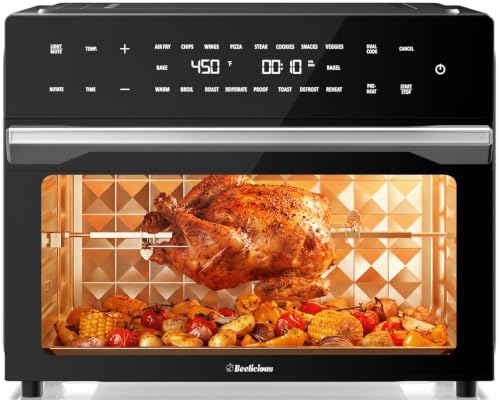 32QT Air Fryer Toaster Oven Combo with Rotisserie, Turbo Convection, Black