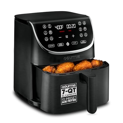 Gourmia Air Fryer - 7 Qt Basket Capacity, 12 Cooking Presets, Black