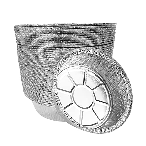 Non-Stick Round Disposable Air Fryer Aluminum Foil Liners 50PCS, Oil-Proof Aluminum Foil Tin Box Also for Steamer Basket Instant Pot Oven & Grill (7 Inch)