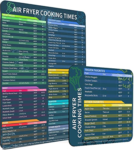Air Fryer Cooking Times Chart Magnet Set – Comprehensive Cheat Sheet Magnets for 100+ Foods, Easy-Read Quick Reference Guide, Durable Air Fryer Accessories and Kitchen Gift for Beginners & Chefs