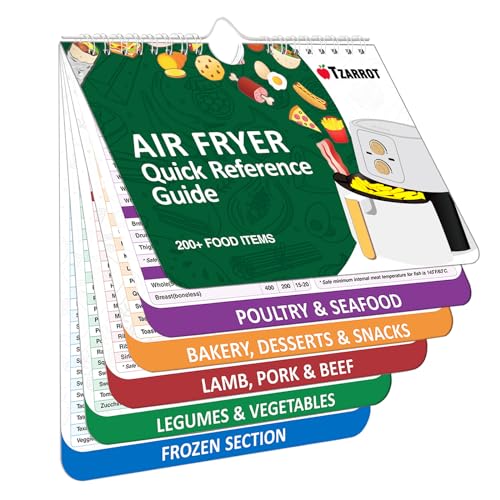 Air Fryer Cheat Sheet Magnets Cooking Guide Booklet Over 200 Foods, Air Fryer Cooking Times Chart, Air Fryer Magnetic Cheat Sheet Set, Cookbook Instant Air Fryer Accessories for Cooking and Frying