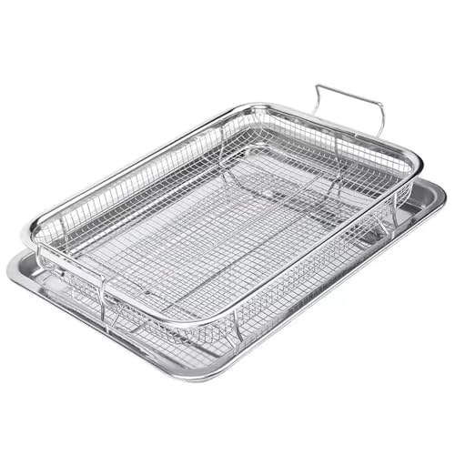 NeoLame Air Fryer Basket for Oven, 15"x11", 2 Piece Nonstick Crisper Tray & Basket, Stainless Steel Fryer Accessories for Crispy, healthy cooking, Multipurpose Air Fryer