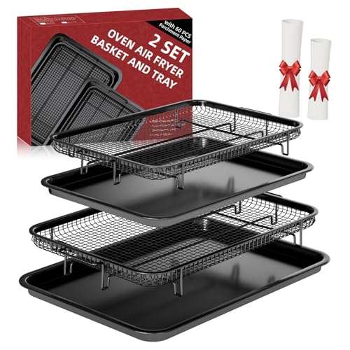 Air Fryer Basket for Oven, 2 Set Oven Air Fryer Basket and Tray For Cooking