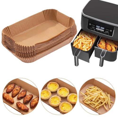 Ecfvtp Air Fryer Disposable Paper Liner, 100PCS Food Grade Parchment Liners for Ninja DZ201, Air Fryer Accessories Baking Paper (9 * 6,Thicken Natural)